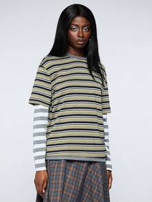 COUREZ LS LOOSE FIT TOP WITH CONTRAST SLEEVES - Multicolor - View 5