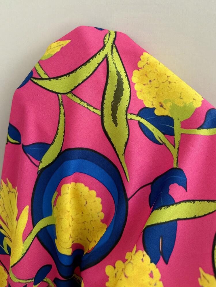 Plus Size Women's Summer Vacation Floral Print Cutout Neck Dress Women's Plus Size Dresses Plus Size Women's Summer Outfits Curve Vacation Outfits Women African Print Dresses For Women Women Vacation Outfit Sets Plus Size Summer Dresses Plus Size Vacation Dresses Plus Size Women's Clothing
