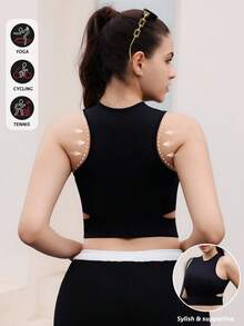 Easithlete Áo thun thể thao nữ không đường may, đồ tập thể dục nữ, bộ đồ tập gym nữ có áo ngực tích hợp, áo thể thao nữ, bộ đồ tập luyện nữ, quần áo tập luyện cho nữ. - màu đen - Xem 2