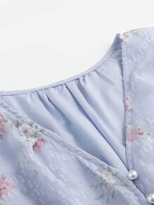 SHEIN Unity 女士碎花V领短袖中长连衣裙 - 彩色 - 查看 6