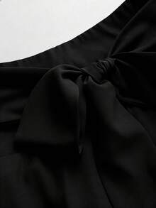 Rometta Plus Size Women's Casual Solid Color Long Skirt, Versatile For Daily Work - Black - View 5