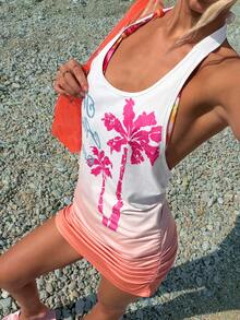 INAWLY Women's Beach Vacation Casual Printed Halter Backless Top - Multicolor - View 1