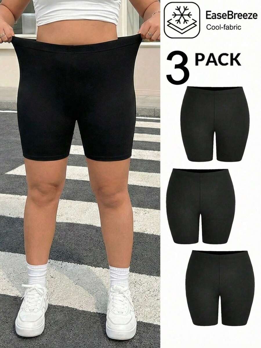 Muchica Bộ 3 quần legging ngắn màu đen cỡ lớn - màu đen - Xem 1