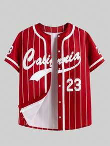 Sparklyn Tween Girls Black Striped Retro Letter Print Loose Jacket, Yellow Fitted Camisole, And Yellow Shorts - Burgundy - View 3