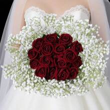 Hoa hồng giả màu đỏ tía, bó hoa cưới giả, hoa giả nhung sống động như thật, hoa hồng giả - Hoàn hảo để trang trí phòng, trang trí Halloween, cắm hoa giả, tiệc cưới, trang trí nhà cửa, trang trí trong nhà và ngoài trời, và cắm trong bình. - Màu Đỏ Sâu - Xem 4