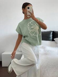 Siren Gaze 女士针织短袖圆领简约时尚上衣 - 薄荷綠 - 查看 3