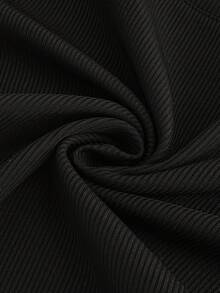 SHEIN Franclia 女士撞色不对称下摆休闲T恤 - 黑與白 - 查看 5