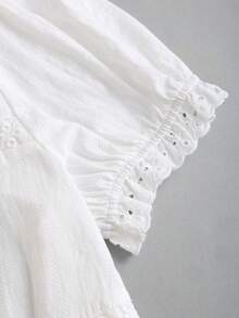 SHEIN Unity Women's Spring/Summer 2000s Style Going Out Tops, Y2K Fashion Elegant Sweet Lace Patchwork Blouse - White - View 3