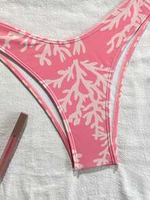 Swim Mod Bộ bikini hai mảnh họa tiết hoa màu hồng dành cho nữ, kiểu dáng gợi cảm, thích hợp cho kỳ nghỉ biển. - Hồng - Xem 6