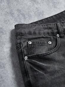 Manfinity Homme Men's Casual Denim Jeans, Minimalist And Fashionable For Everyday Wear - Grey - View 4