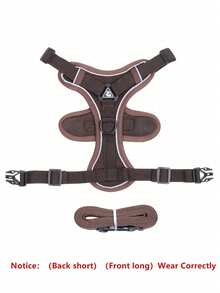 Bộ dây đeo và dây dẫn phản quang cho chó và mèo, dây đeo cho chó nhỏ có thể điều chỉnh, chống thoát hiểm, chất liệu lưới mềm mại. - Cà phê nâu - Xem 7