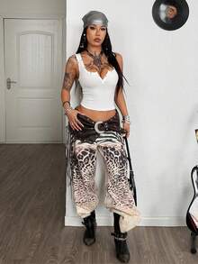 Coolane Women's Summer Concert Outfit Rave Outfit Festival Going Out Renaissance Fair Club Outfits Sexy Y2K Rib Knit White Notched Collar Truncated T-Shirt Tees - White - View 4