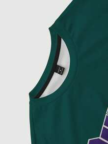 Manfinity Homme Bộ áo thun ngắn tay in họa tiết và quần short nam - Màu xanh lá cây đậm - Xem 8