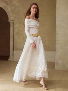 MOTF PREMIUM WOMEN'S ELEGANT CONTRAST LACE SKIRT - White - View 7