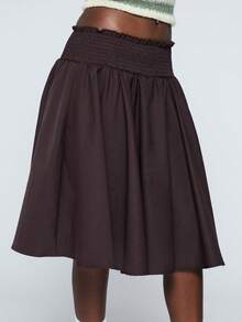 COUREZ VOLUME MIDI SKIRT WITH SHIRRED WAISTBAND - Brown - View 6
