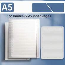 1PC Detachable Loose Leaf Notebook PP Frosted Shell A5b5 Loose Leaf Paper Grid Horizontal Line Replacement Core English Coil Notebook - Multicolor - View 12