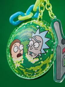 Rick and Morty X SHEIN 1 Móc khóa da PU dễ thương, mặt dây chuyền túi xách, mặt dây chuyền trang trí, mặt dây chuyền vali, cổng dịch chuyển. - Nhiều màu - Xem 4