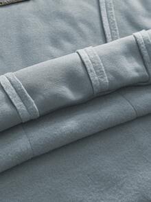 AXEPEAK 休闲连帽衫，采用解构弧形拼接设计 - 藍色 - 查看 3