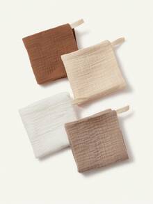 Bộ 4 khăn lau nước bọt cho bé bằng cotton nguyên chất, mềm mại và thấm hút tốt, có thể giặt và tái sử dụng, phù hợp cho cả bé trai và bé gái sơ sinh. - Nhiều màu - Xem 7