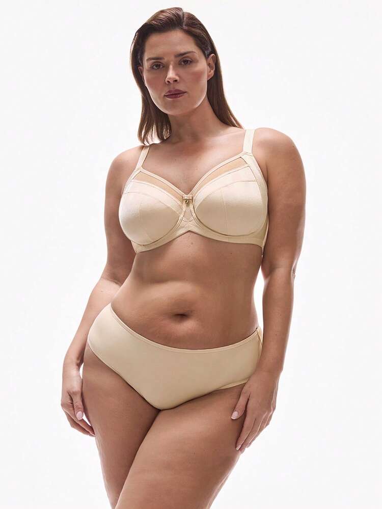 Plus Unlined Full Coverage Side Support Mesh Bra