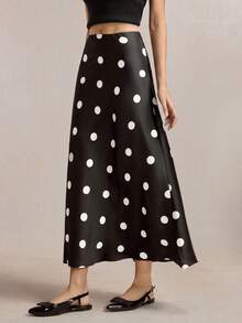 BizChic New Black & White Polka Dot Pattern Mini Skirt, Versatile For Spring/Summer Wear - Black - View 1