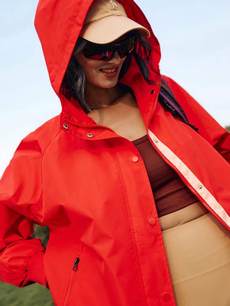 WanderVale Women's Long Sleeve Zip Front Casual Loose Jacket - Red - View 1