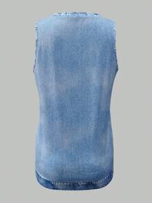 EMERY ROSE Women's Casual Denim Print Round Neck Tank Top - Multicolor - View 2