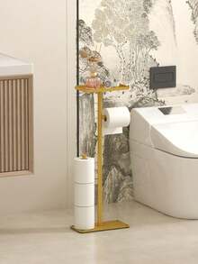 1pc Vertical Toilet Paper Holder, With Shelf Toilet Paper Holder, Bathroom Floor Standing Toilet Paper Holder, Multi Roll Paper Storage Rack, Toilet Paper Storage Rack, Suitable For Bathroom And Toilet Storage Accessories - Multicolor - View 15