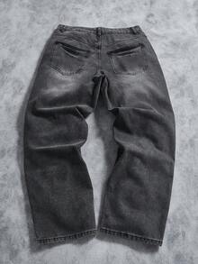 Manfinity Hypemode 男士黑色宽松阔腿休闲牛仔裤 - 淺灰色 - 查看 2