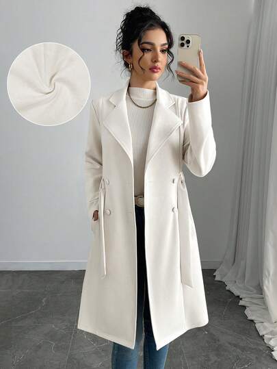 Rafferiza Petite Women's Elegant Solid Color Suede Mid-Length Regular Jacket