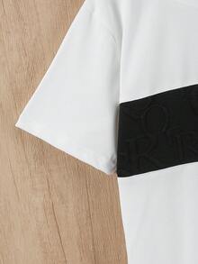 Mirajuku 2 pièces/Set Tenue à la mode pour garçon préadolescent, contraste de couleurs, design minimaliste avec poches, décontracté et cool, convient pour le port quotidien et les sorties - Noir - Voir 4