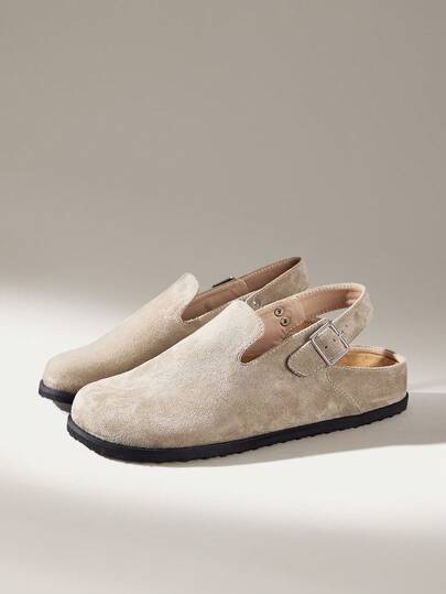 Solecia Women's Vintage-Style Buckle-Fastened, Comfortable, Versatile, Simple-Design Outerwear Flat Mule Slippers.