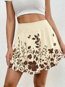 SHEIN Essnce 女士印花休闲裤，带口袋，适合约会和外出穿着。 - 杏色 - 查看 5