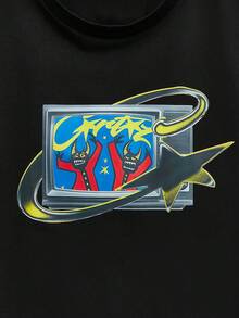 Modcrash 男士新款时尚嘻哈印花T恤 - 黑色 - 查看 3