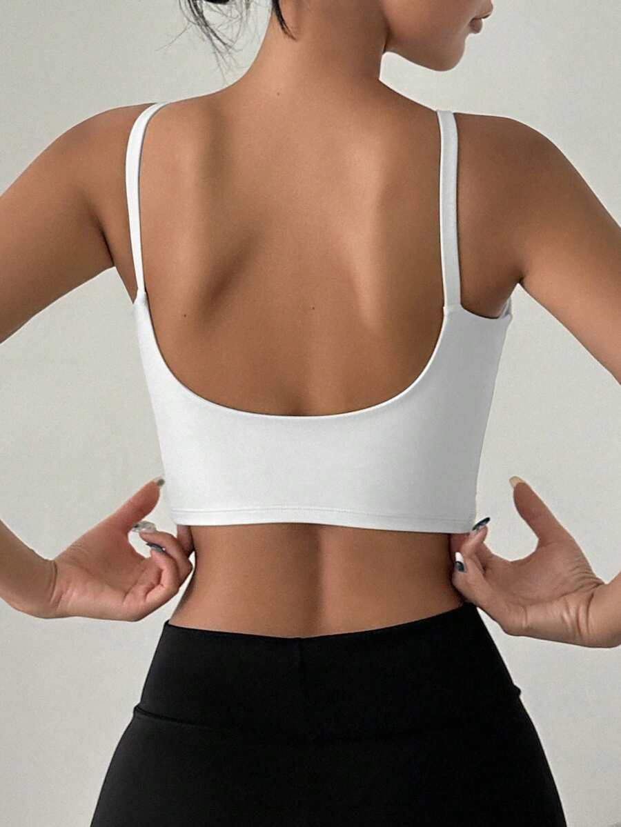 DAZY Women's Solid Color Casual Daily Fitness Sports Bra - White - View 1