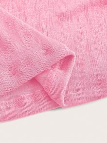 SHEIN ICON 女士纯色垂褶领休闲百搭日常上衣 - 粉色 - 查看 4