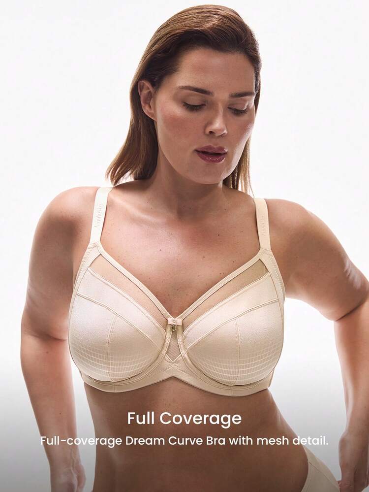 Plus Unlined Full Coverage Side Support Mesh Bra
