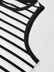 GlowEve CURVE 3件套加大码女式经典红白条纹和纯红色、黑色简约百搭背心，适合春夏穿着 - 黑與白 - 查看 4