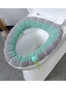 1pc Comfortable Toilet Seat, Household Toilet Seat, Washable Knitted - Green - View 11