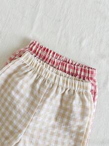 SHEIN Vintaside Kids 2 Packs Baby GirlComfortable Casual Gingham Wide Leg Pants, Suitable For Spring, Summer And Autumn Daily Wear - Multicolor - View 5