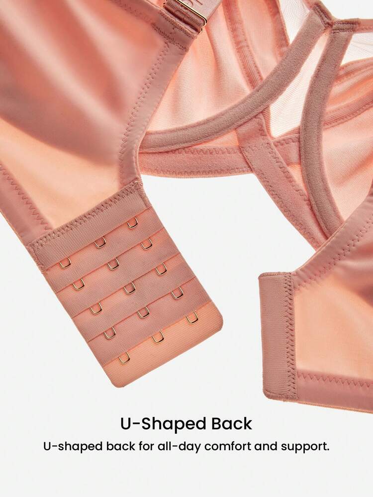 Plus Unlined Full Coverage Side Support Mesh Bra
