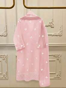 GlowEve New Spring/Summer Women's Fashion Casual Butterfly Print Long Sleeve Robe Dress With Matching Shawl, 2 Pieces Set - Multicolor - View 2