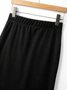 SHEIN Clasi 大码优雅时尚高品质经典简约百搭修身半身裙，适合约会和聚会等场合 - 黑色 - 查看 5
