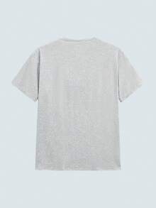 Modcrash Men's Fashionable Letter Print Round Neck Short Sleeve Casual T-Shirt - Grey - View 2