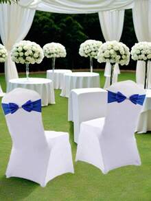 5Pcs 25Pcs Satin Chair Sashes Bows With Rhinestone Buckle Adjustable Stretchy Chair Bands Ribbon For Wedding Birthday Party Banquet Hotel Christmas Decorations - Multicolor - View 5