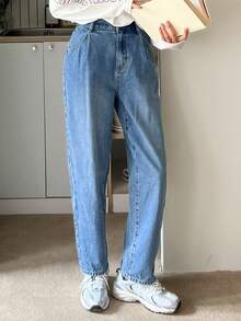 DAZY 女裝牛仔褲有口袋 - 中等水洗藍 - 查看 10