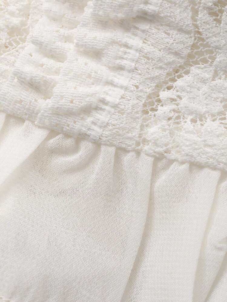White Cap Sleeve Textured Beach Dress, Suitable For Holiday, Easter Party, Summer Vacation Boho