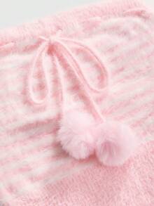 ROMWE Kawaii 可爱清纯女童条纹抹胸短裤睡衣套装，加大码 - 粉色 - 查看 7