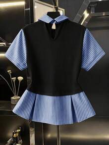 GlowEve CURVE Plus Size Women 2 In 1 Shirt Collar Short Sleeve Top, Casual Outgoing Wear, College Style Top - Multicolor - View 2