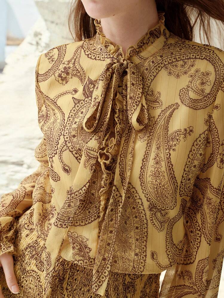 PAISLEY PRINT VACATION STYLE LONG SLEEVE DRESS, SPRING/SUMMER